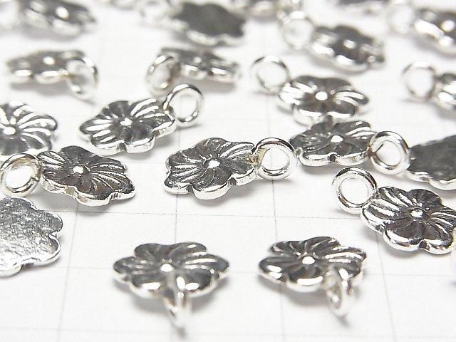 Karen Silver Flower Charm 14x11x1.5mm 1pc