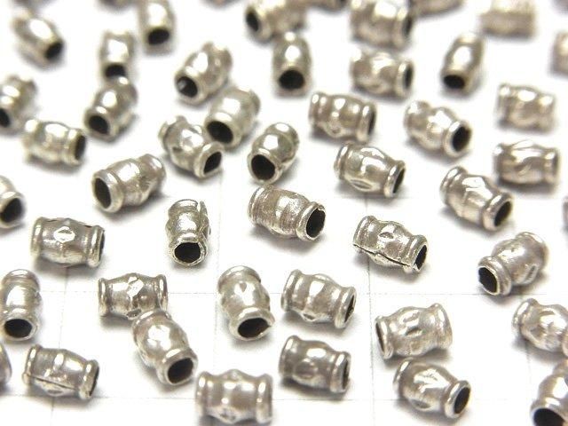 Karen 銀色花紋扁珠 4x3x3mm 10顆