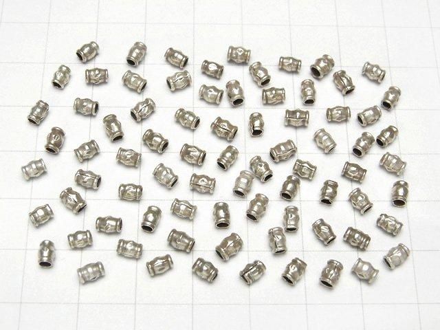 Karen 銀色花紋扁珠 4x3x3mm 10顆