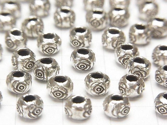 Karen Silver Flower Pattern Rondelle 5x5x3.5mm 5pcs