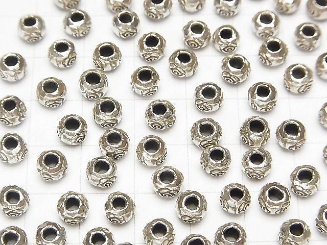 Karen Silver Flower Pattern Rondelle 5x5x3.5mm 5pcs