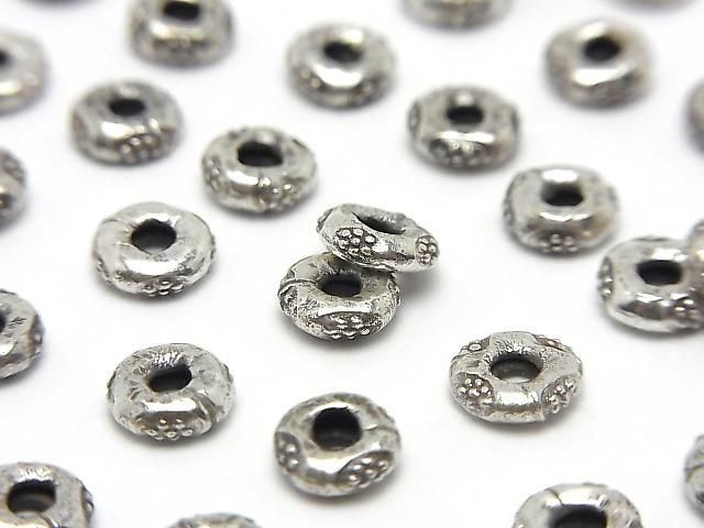 Karen Silver Patterned Rondelle 6x6x2mm 5pcs