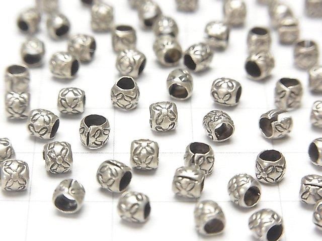 Karen Silver Flower Pattern Rondelle 3.5x3.5x3mm 10pcs