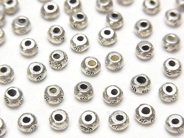 Karen Silver Flower Pattern Rondelle 4x4x2.5mm 5pcs
