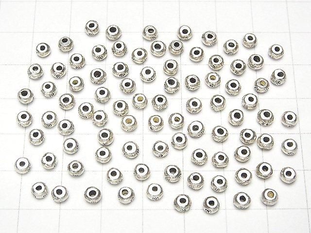 Karen Silver Flower Pattern Rondelle 4x4x2.5mm 5pcs