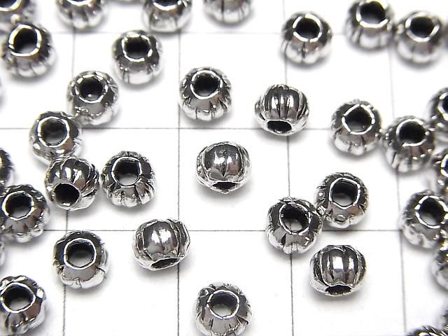 Karen Silver Line Carved Rondelle 5x5x4mm 4pcs