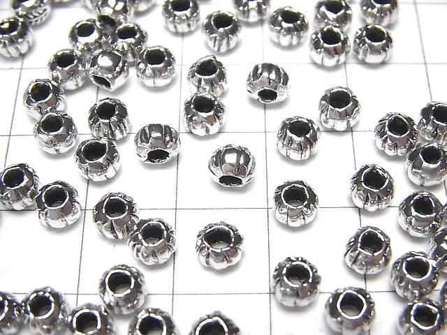 Karen Silver Line Carved Rondelle 5x5x4mm 4pcs