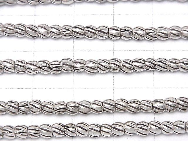Karen Silver Line Carved Rondelle 3.5x3.5x3mm 1/4 or 1 strand (38cm)