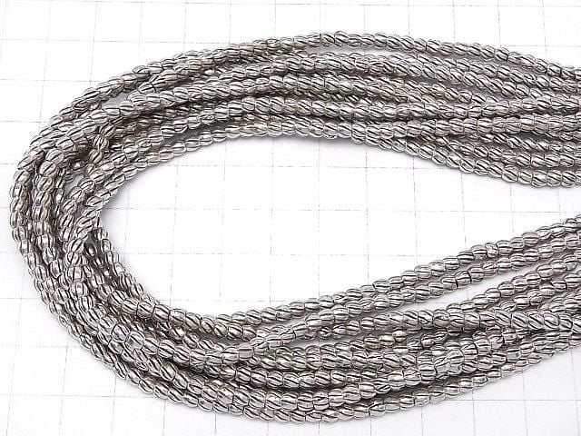 Karen Silver Line Carved Rondelle 3.5x3.5x3mm 1/4 or 1 strand (38cm)