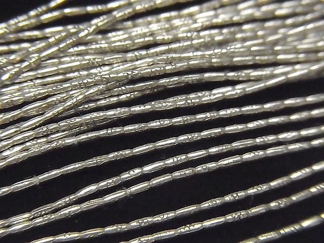 Karen Silver Flower Pattern Tube, 2x1x1mm half or 1-strand beads (approx. 26 inches/66 cm)