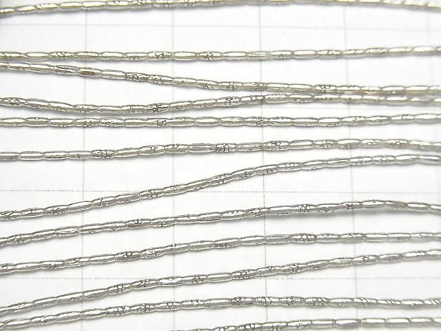 Karen Silver Flower Pattern Tube, 2x1x1mm half or 1-strand beads (approx. 26 inches/66 cm)