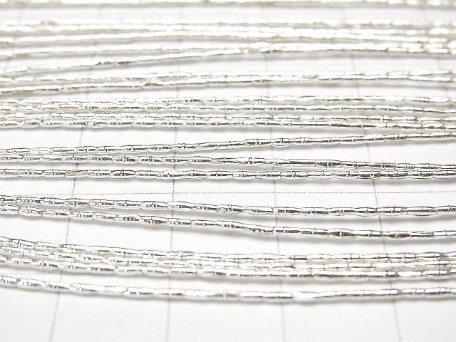 Karen Silver Patterned Tube 2.5x1x1mm White Silver Half or 1-Strand Beads (approx. 26inch/66cm)