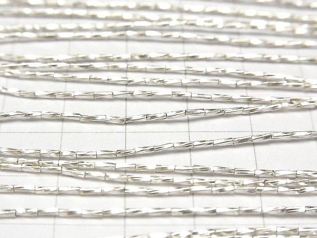 Karen Silver Twist Tube 3x1x1mm White Silver Half or 1-Strand Beads (approx. 26inch/66cm)