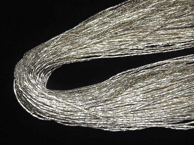 Karen Silver Twist Tube 3x1x1mm White Silver Half or 1-Strand Beads (approx. 26inch/66cm)