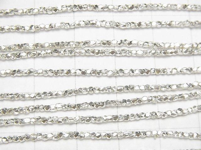 Karen Silver Cube Shape 1.2x1.2x1.2mm White Silver 1/4 or 1-strand beads (approx. 27 inches/68 cm)