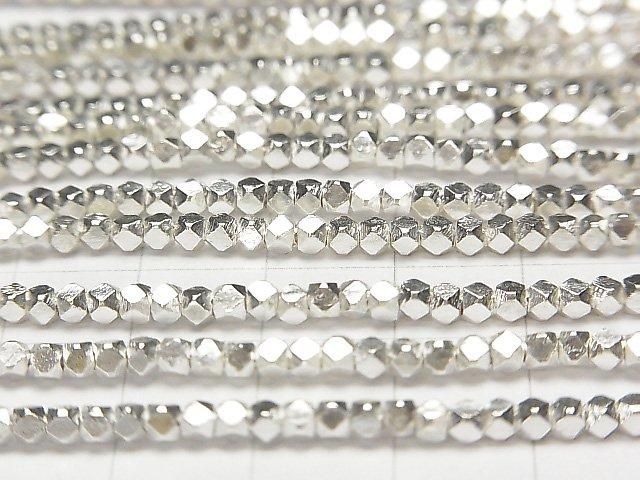 Karen Silver Cube Shape 2.5x2.5x2.5mm White Silver 1/4 or 1-strand beads (approx. 25 inches/62 cm)