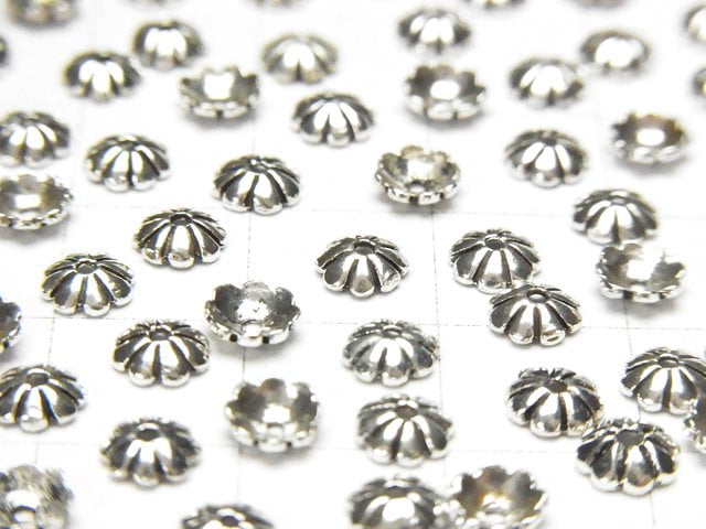 Silver 925 Bead Caps 5x5x1.5mm Oxidized Finish 10pcs