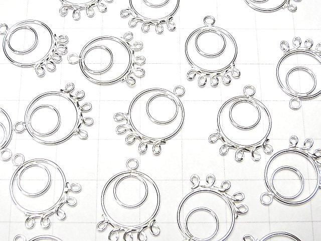 Silver 925 Circle Chandelier Charm 19x13x1mm White Silver 2pcs