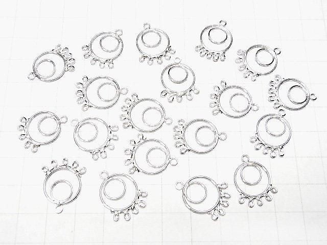 Silver 925 Circle Chandelier Charm 19x13x1mm White Silver 2pcs
