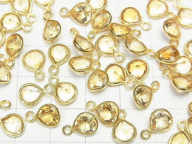 Hochwertiger Citrin AAA Zargenfassung Kastanie facettiert 7x7mm 18KGP 5Stück