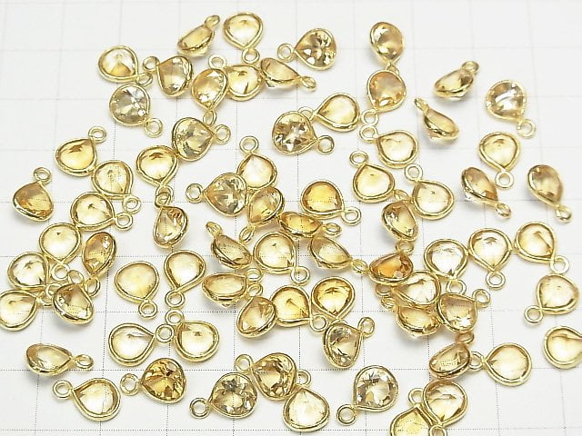 Hochwertiger Citrin AAA Zargenfassung Kastanie facettiert 7x7mm 18KGP 5Stück