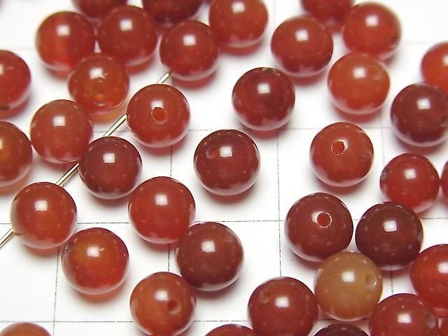 Roter Achat AAA halb durchbohrtes Loch Runde 6mm 10Stück