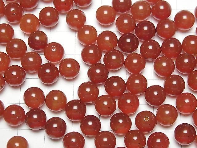 Roter Achat AAA halb durchbohrtes Loch Runde 8mm 10Stück