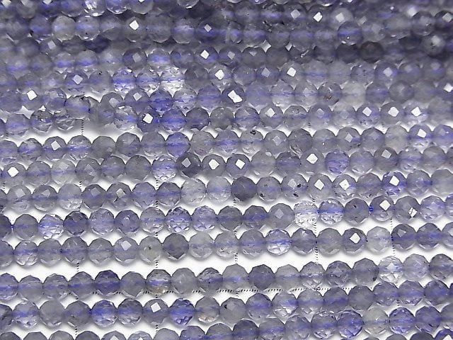 Hochwertig! Iolith AA++ facettierte Runde 3mm 1Strang Perlen (ca. 15 Zoll / 38 cm)