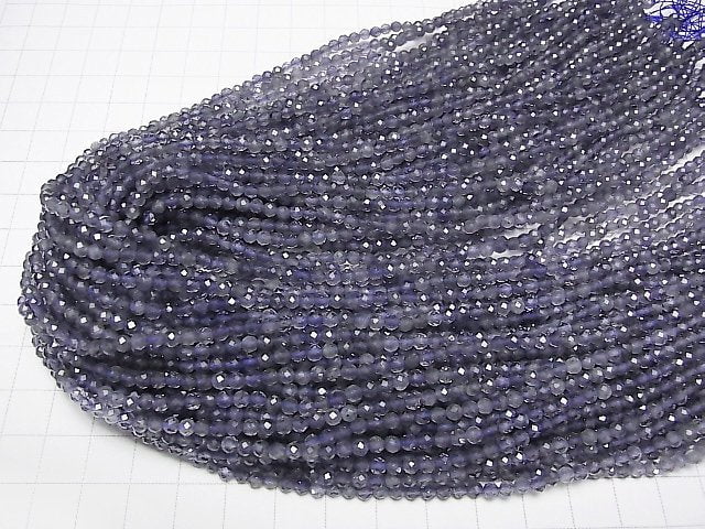 Hochwertig! Iolith AA++ facettierte Runde 3mm 1Strang Perlen (ca. 15 Zoll / 38 cm)