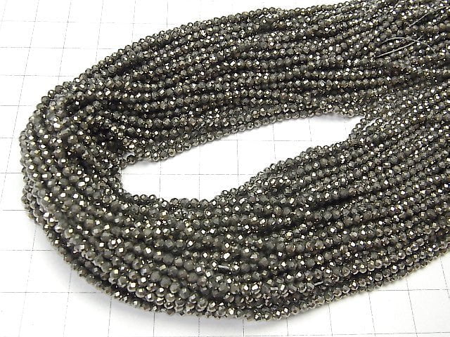 Hochwertig! 2Stück 7,79 $! Goldener Pyrit AAA facettierte Runde 2mm 1Strang Perlen (ca. 15 Zoll / 38 cm)