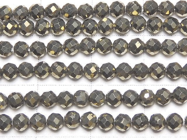 Hochwertig! 2Stück 8,79 $! Goldener Pyrit AAA facettierte Runde 3mm 1Strang Perlen (ca. 15 Zoll / 36 cm)