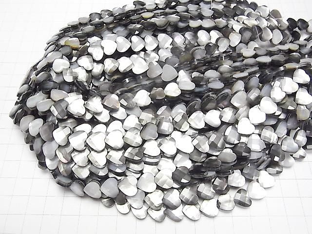 黑蝶貝(黑唇蠔) 垂直孔心形切面 10x10x5mm 半串或1串珠子 (約15英吋/38公分)