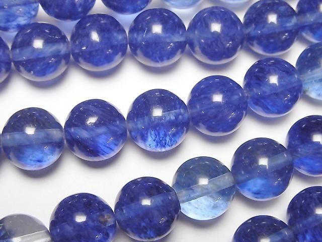 Blaubeerquarzglas rund 10mm 1strang Perlen (ca. 14 Zoll / 35 cm)
