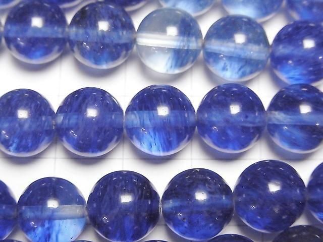 Blaubeerquarzglas rund 10mm 1strang Perlen (ca. 14 Zoll / 35 cm)