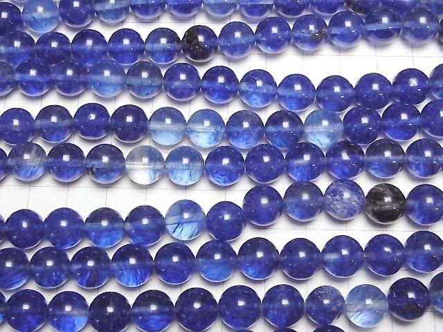 Blaubeerquarzglas rund 10mm 1strang Perlen (ca. 14 Zoll / 35 cm)