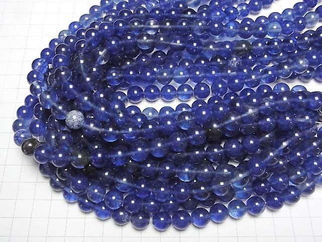 Blaubeerquarzglas rund 10mm 1strang Perlen (ca. 14 Zoll / 35 cm)