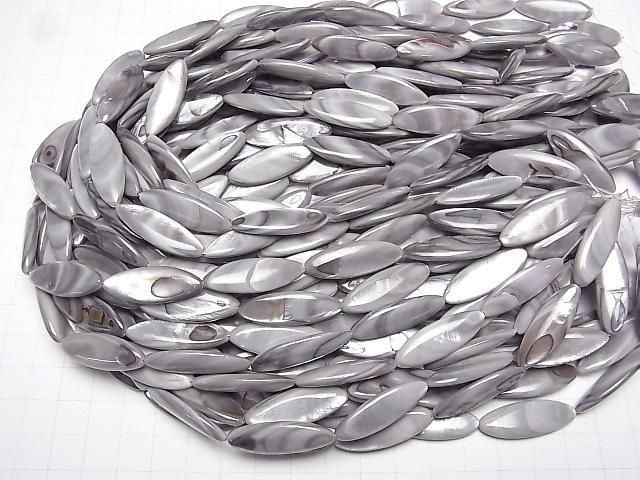 Graue Muschel Marquise 30x10x4mm 1strang Perlen (ca. 13 Zoll / 33 cm)