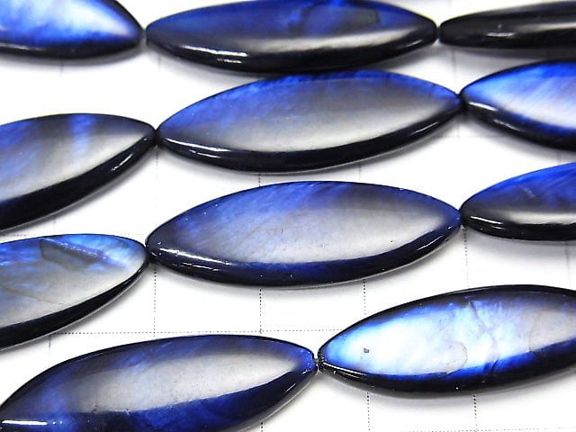 Blaue Muschel Marquise 30x10x4mm 1strang Perlen (ca. 14 Zoll / 34 cm)