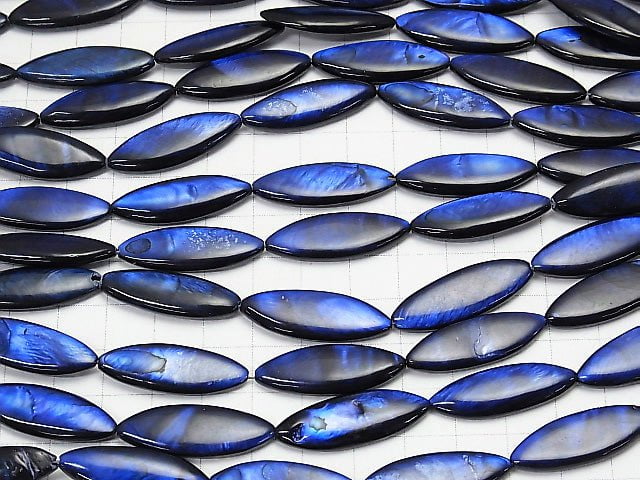 Blaue Muschel Marquise 30x10x4mm 1strang Perlen (ca. 14 Zoll / 34 cm)