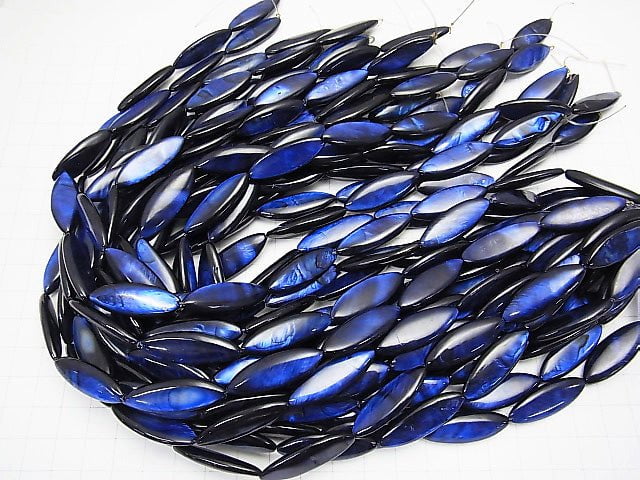 Blaue Muschel Marquise 30x10x4mm 1strang Perlen (ca. 14 Zoll / 34 cm)