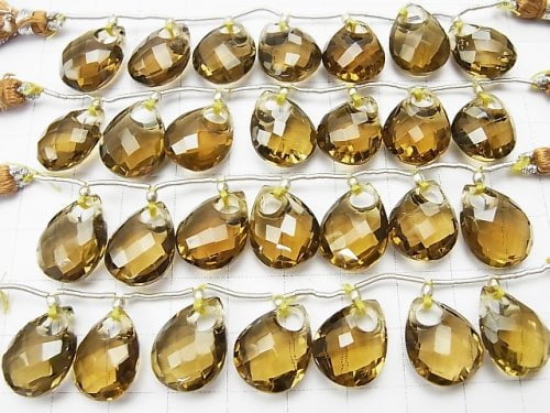 1strand $44.99! High Quality Beer Crystal Quartz AAA Donut Faceted Pear Shape 1strand (7pcs)
