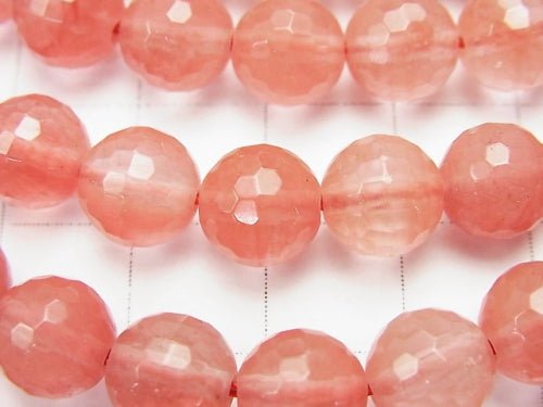 Cherry Quartz Glass 128Faceted Round 8mm 1strand beads (aprx.15inch/36cm)