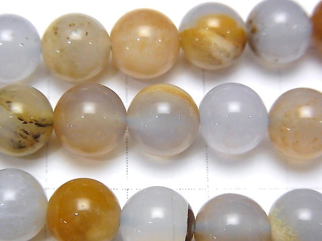 Argentine Blue Chalcedony AA Base Rock included Round 8mm half or 1strand beads (aprx.15inch / 37cm)