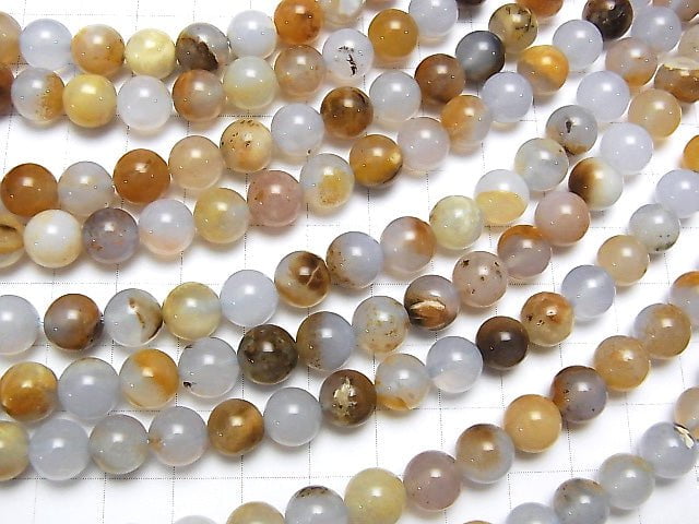 Argentine Blue Chalcedony AA Base Rock included Round 8mm half or 1strand beads (aprx.15inch / 37cm)