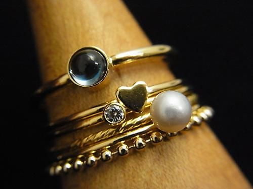 14KGF Ring with Bead Chain (Ball Chain) 1pc