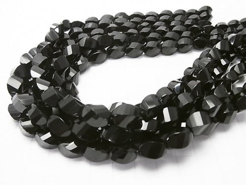 Onyx Rice 4Faceted Twist xMultiple Facets 12x8x8mm half or 1strand beads (aprx.15inch/36cm)