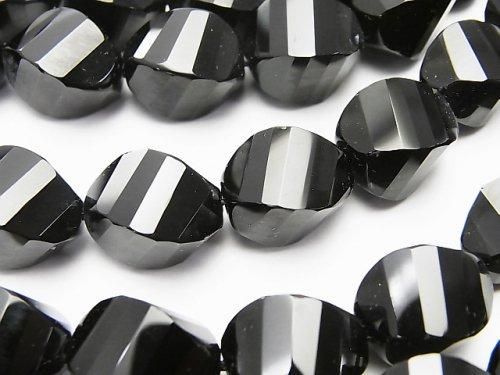 縞瑪瑙飯珠 4切面扭絞 x 多切面 14x10x10mm 1/4或1串珠子 (約15英吋/36公分)