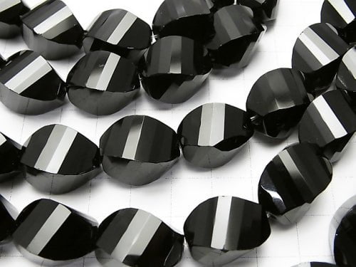 Onyx Rice 4Faceted Twist xMultiple Facets 18x13x13mm half or 1strand beads (aprx.15inch/38cm)