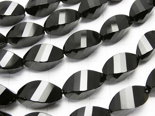 Onyx Rice 4Faceted Twist xMultiple Facets 20x10x10mm half or 1strand beads (aprx.14inch/35cm)