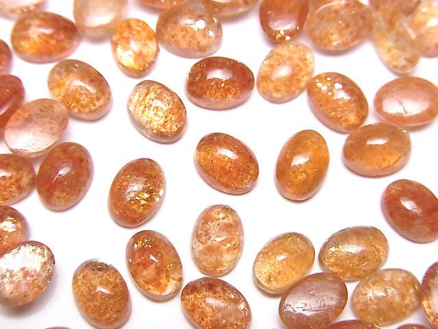 Hochwertiger Sonnenstein AAA Oval Cabochon 7x5mm 5 Stück